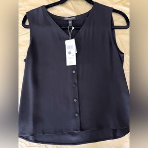 NWT black silk sleeveless top  (Petites)